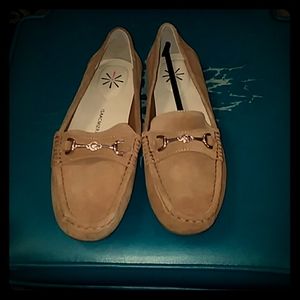 New hazelnut brown suede slip on shoes